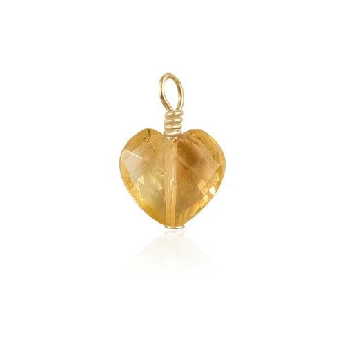 Citrine Crystal Heart Pendant - Citrine Crystal Heart Pendant - 14k Gold Fill - Luna Tide Handmade Crystal Jewellery