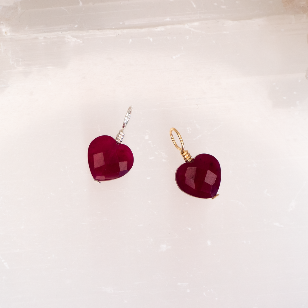 Ruby Crystal Heart Pendant