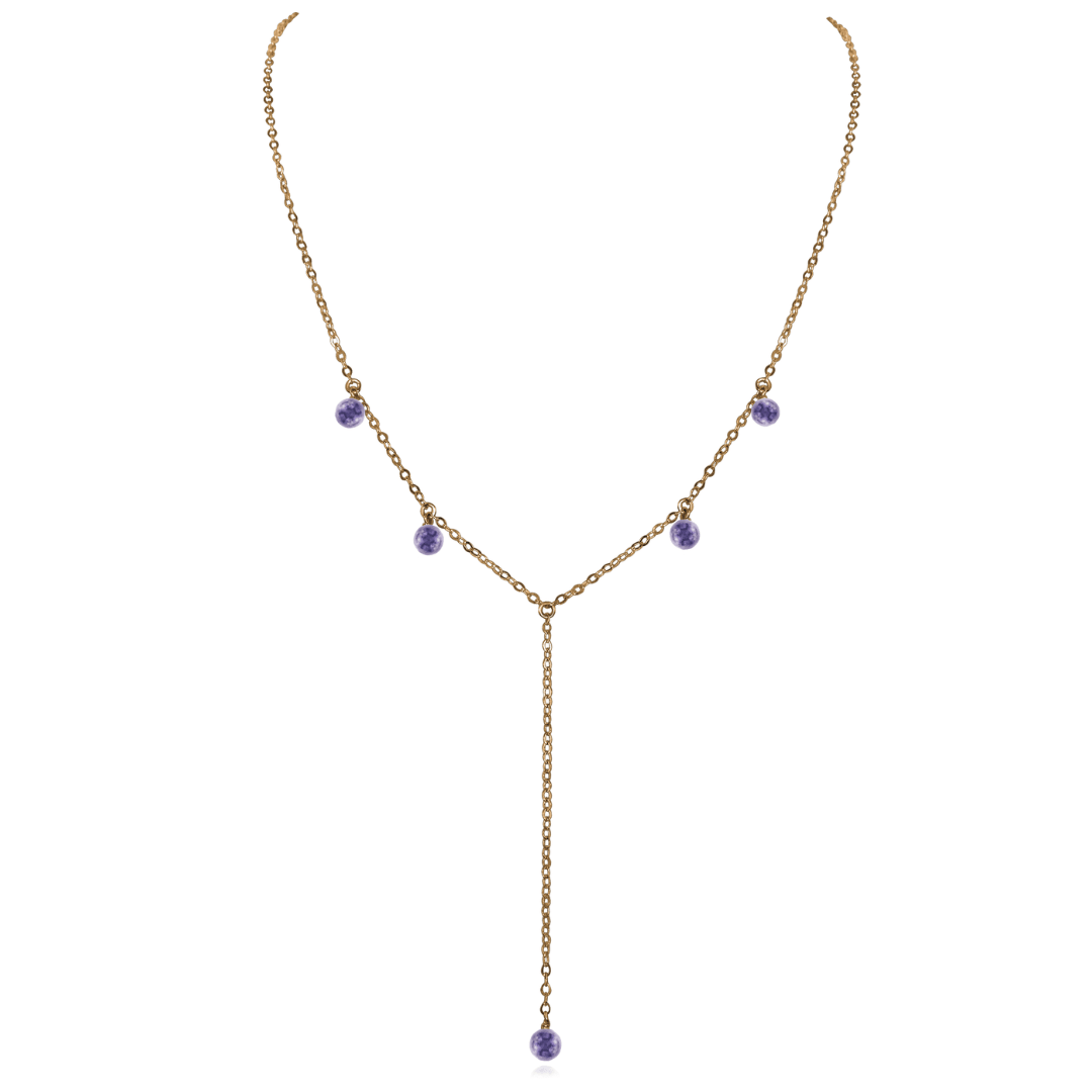 Bronze Iolite Gemstone Bead Drop Lariat Y Necklace