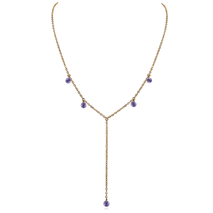 Bronze Iolite Gemstone Bead Drop Lariat Y Necklace