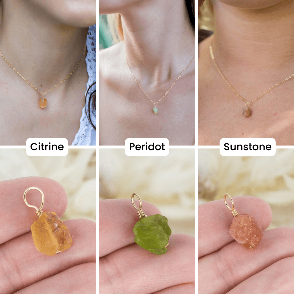 Joy & Positivity Raw Crystal Pendant Bundle