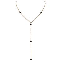 Bronze Lava Stone Dainty Crystal Lariat Necklace