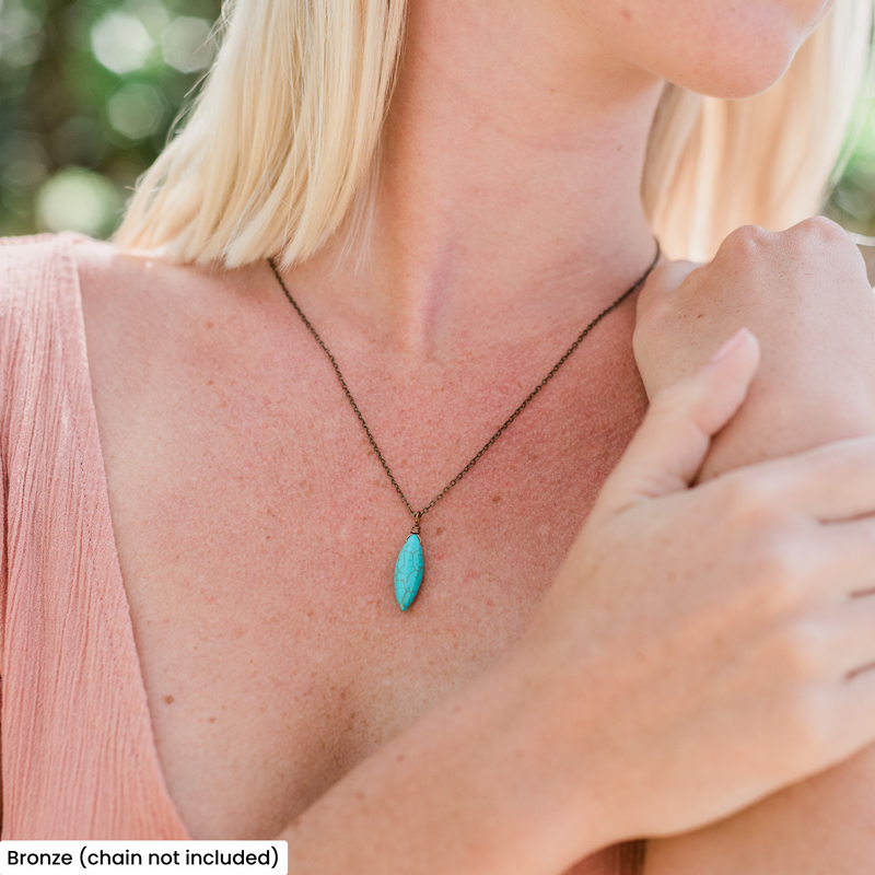 Marquise Dyed Turquoise Howlite Pendant