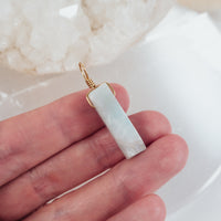 Raw Natural Aquamarine Crystal Slice Point Pendant