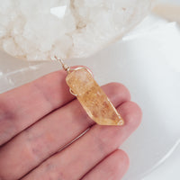 Raw Polished Natural Citrine Crystal Slice Point Pendant