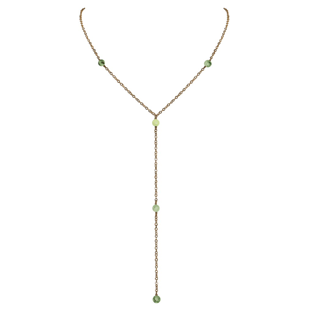 Bronze Prehnite Dainty Crystal Lariat Necklace