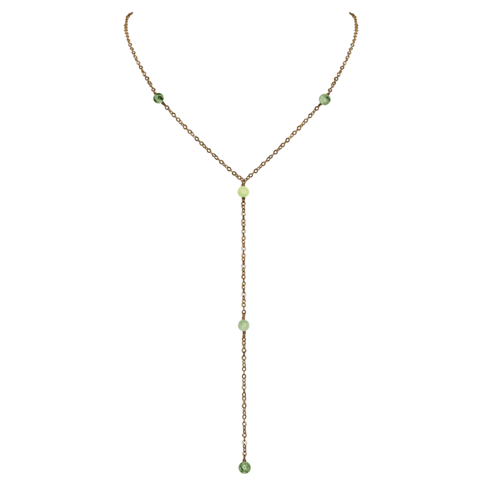 Bronze Prehnite Dainty Crystal Lariat Necklace