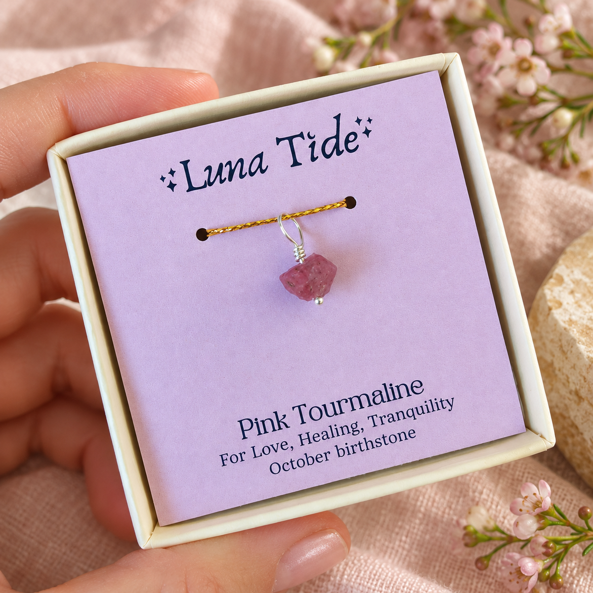Dainty Raw Crystal Birthstone Charm