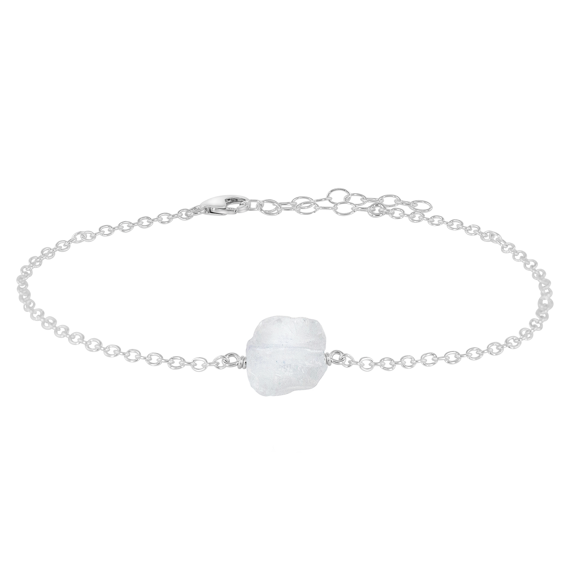 Raw Clear Quartz Crystal Nugget Anklet