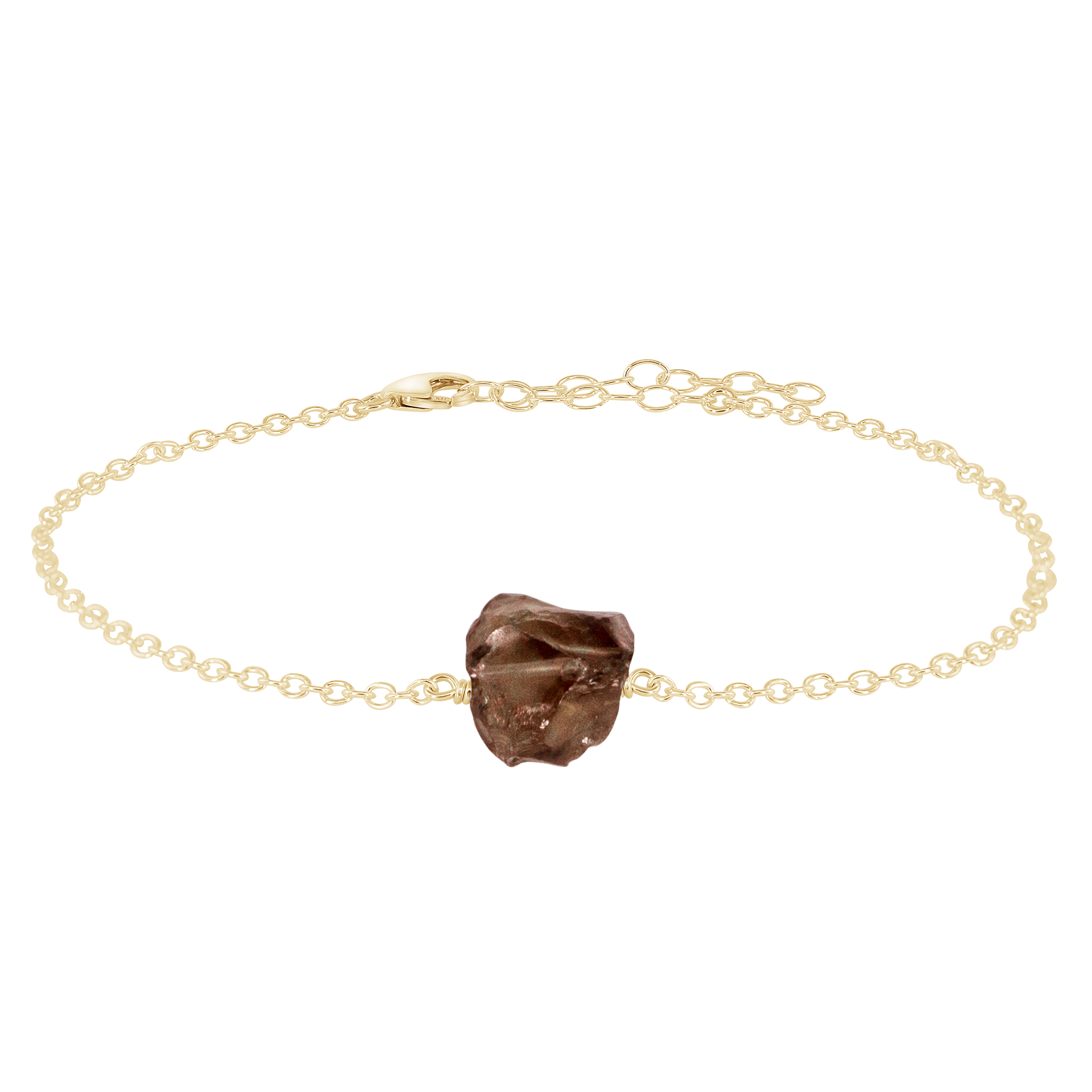 Raw Smoky Quartz Crystal Nugget Anklet