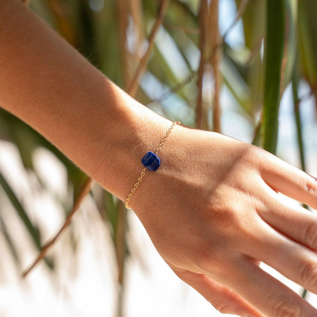 Raw Lapis Lazuli Crystal Jewellery Set - Raw Lapis Lazuli Crystal Jewellery Set - 14k Gold Fill / Cable / Necklace & Earrings & Bracelet - Luna Tide Handmade Crystal Jewellery