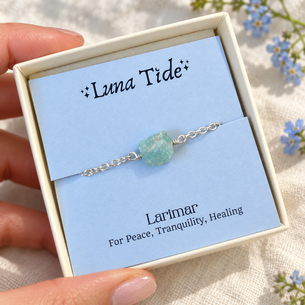 Raw Larimar Crystal Nugget Bracelet
