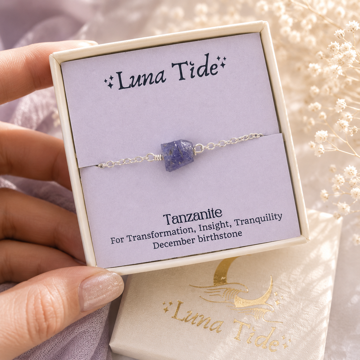 Raw Tanzanite Crystal Nugget Anklet