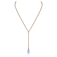 Bronze Blue Lace Agate Raw Crystal Lariat Necklace