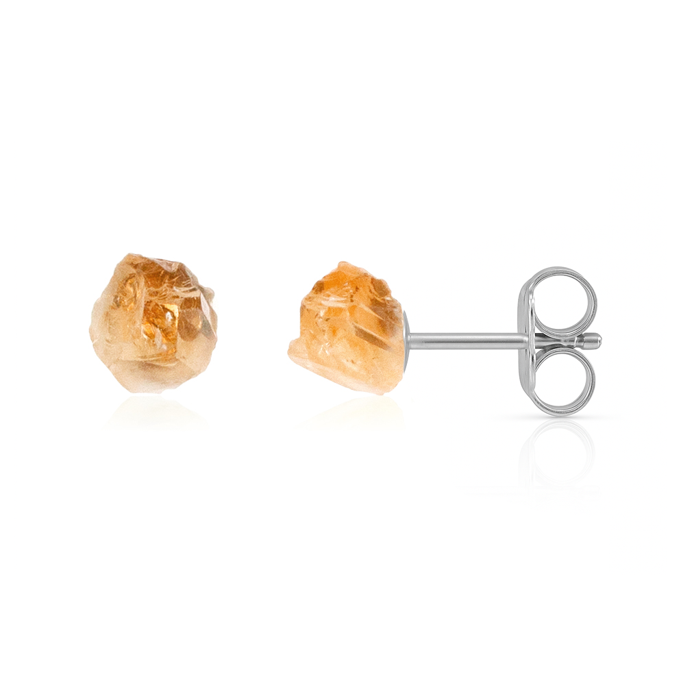 Yellow Citrine Raw Crystal Stud Earrings