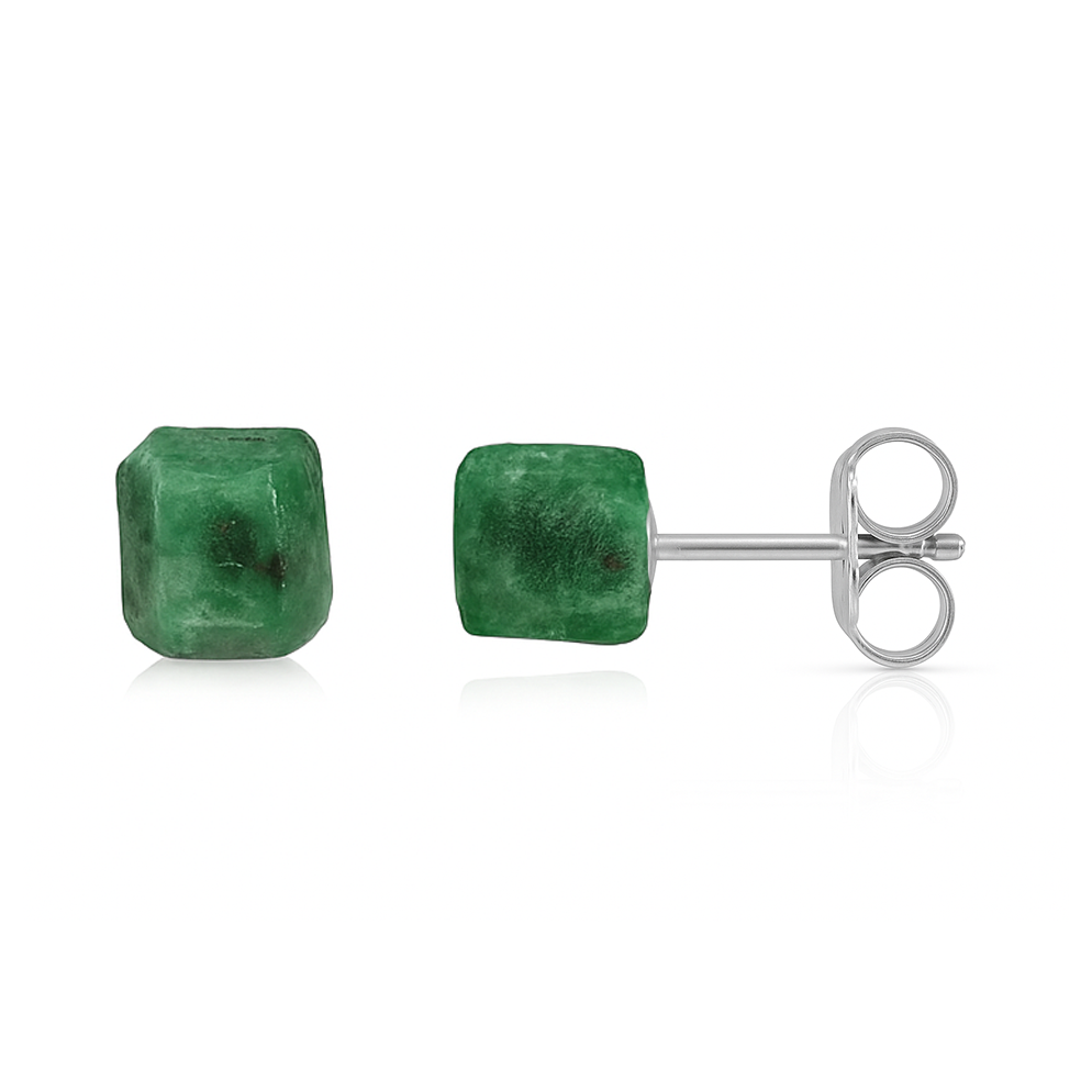 Emerald Raw Crystal Stud Earrings