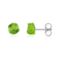 Green Peridot Raw Crystal Stud Earrings