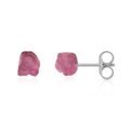 Pink Tourmaline Raw Crystal Stud Earrings