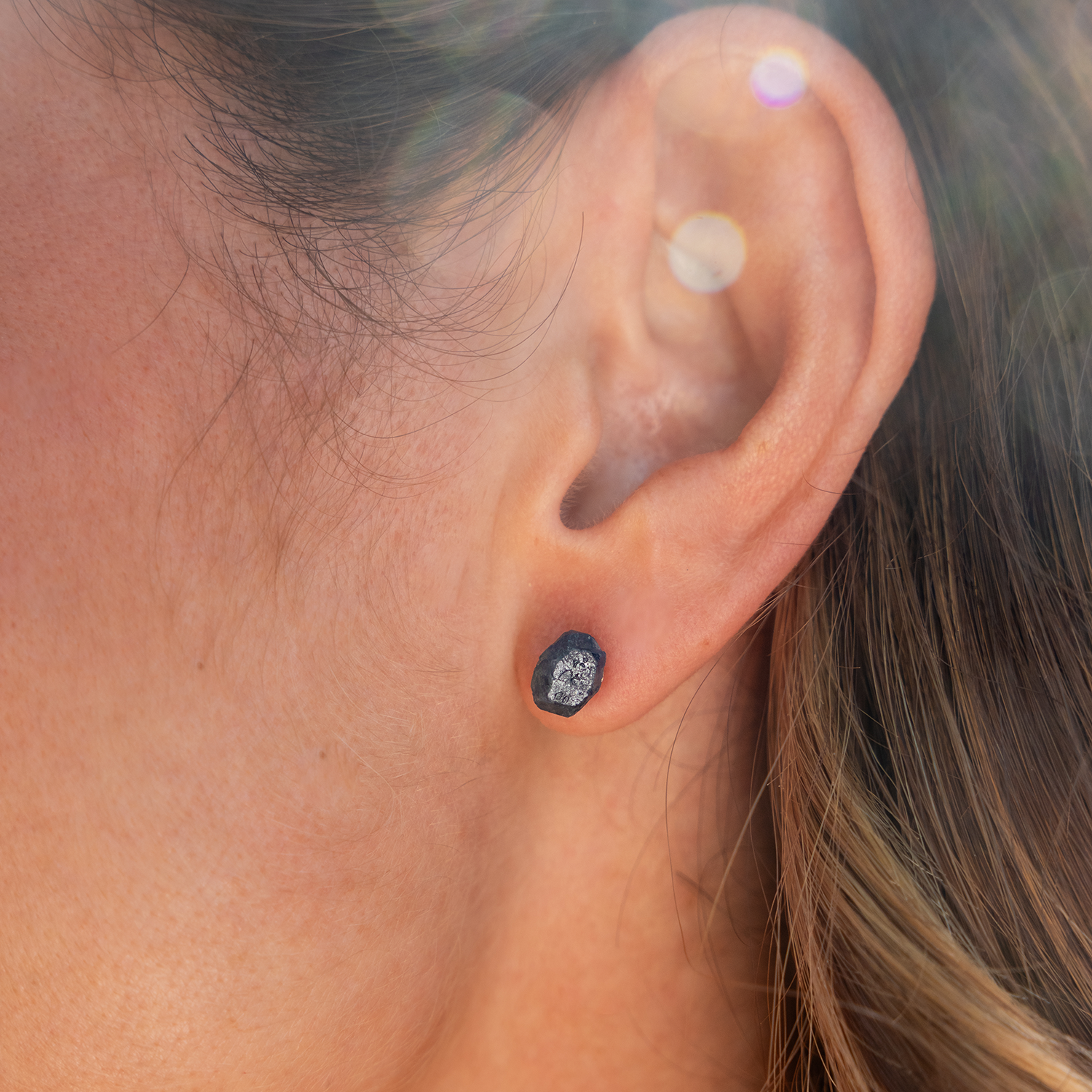 Sapphire Raw Crystal Stud Earrings