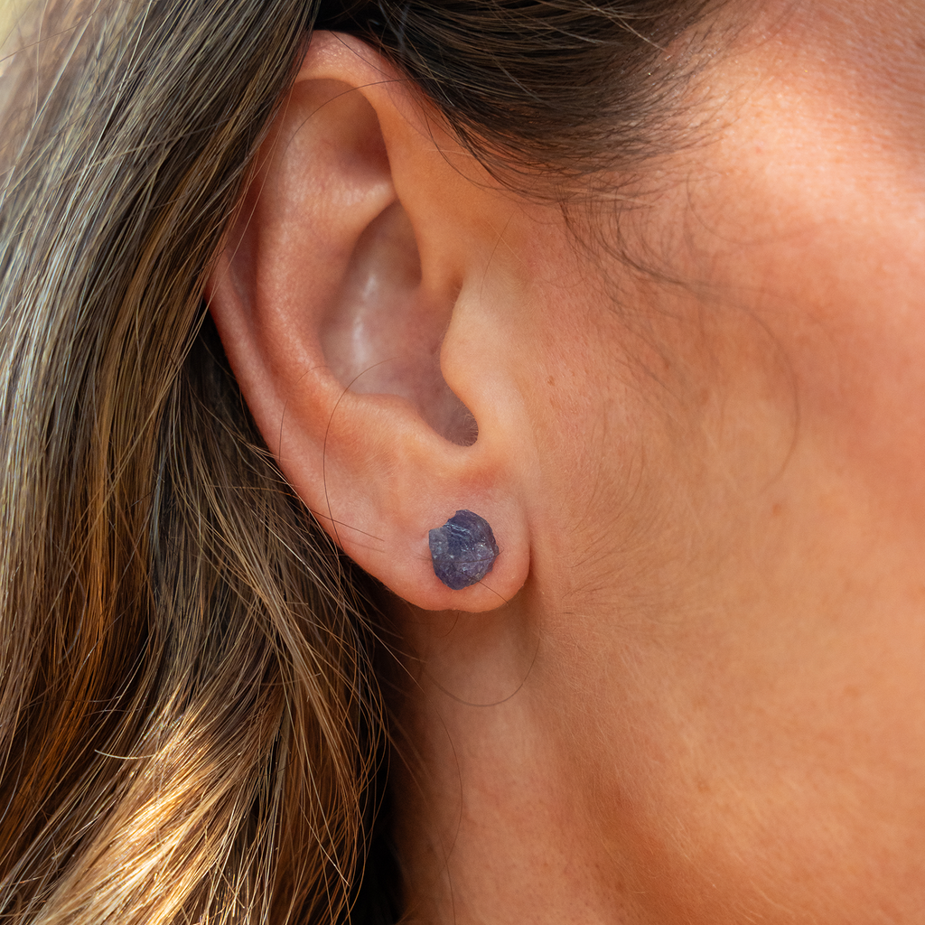Tanzanite Raw Crystal Stud Earrings