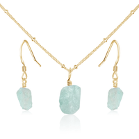 Raw Aquamarine Crystal Jewellery Set