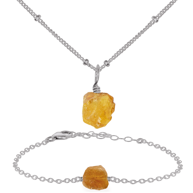 Raw Citrine Crystal Jewellery Set