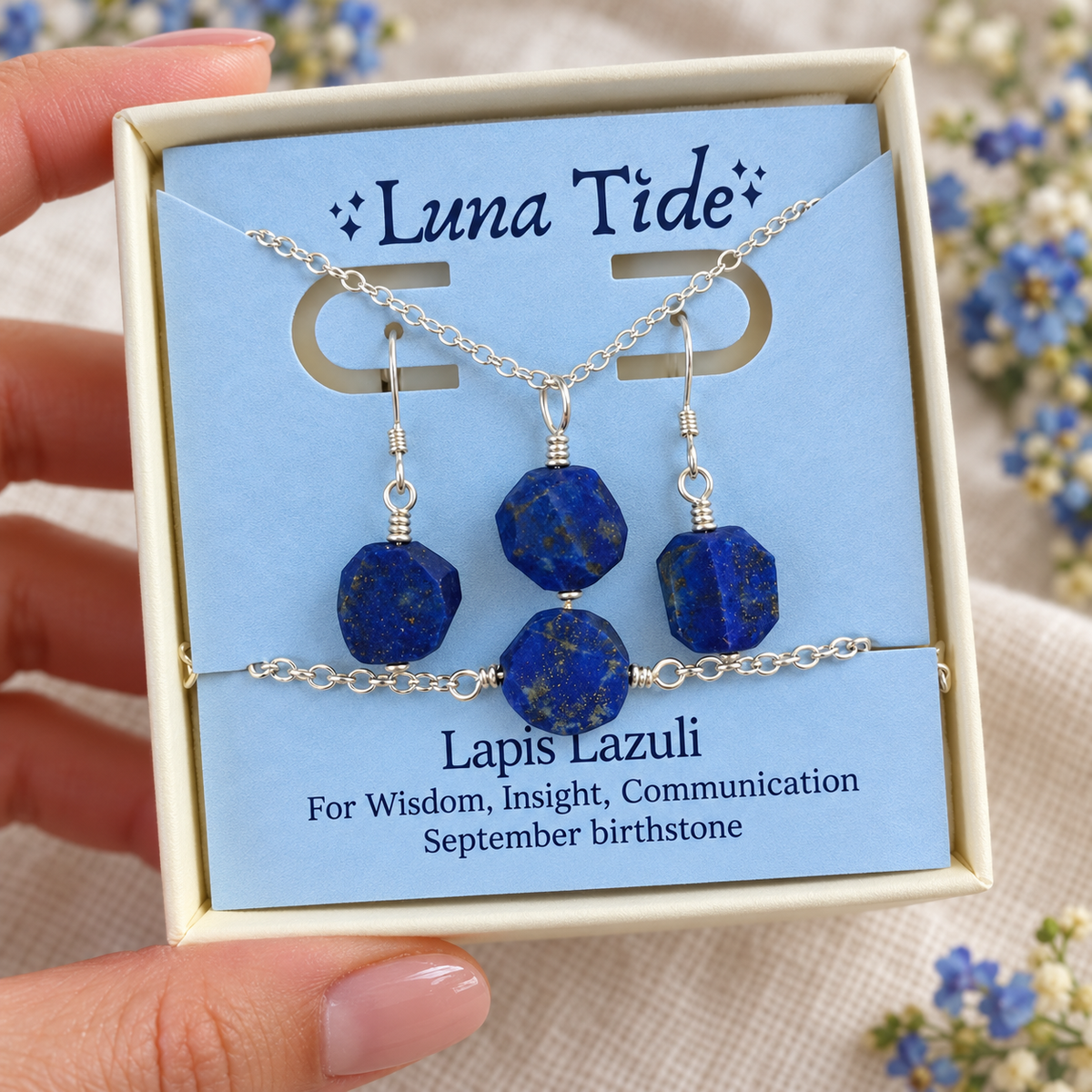 Raw Lapis Lazuli Crystal Jewellery Set