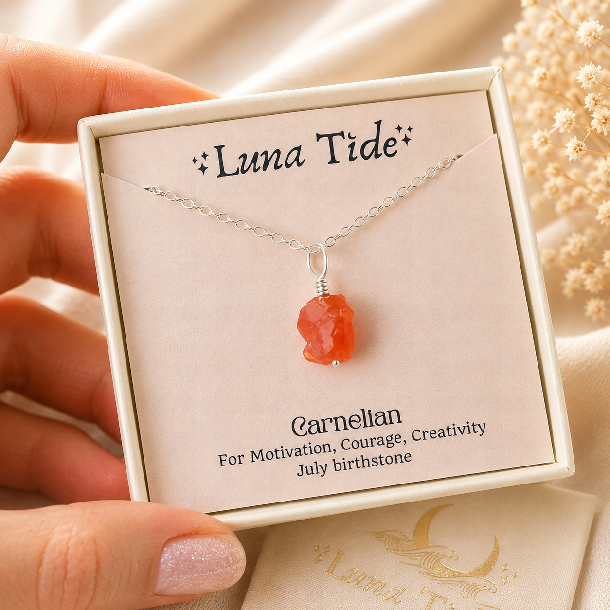 Tiny Rough Carnelian Gemstone Pendant Choker
