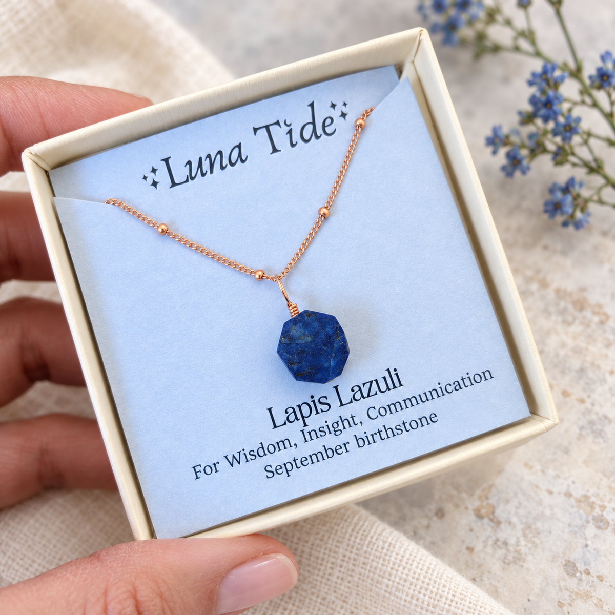 Tiny Rough Lapis Lazuli Gemstone Pendant Choker