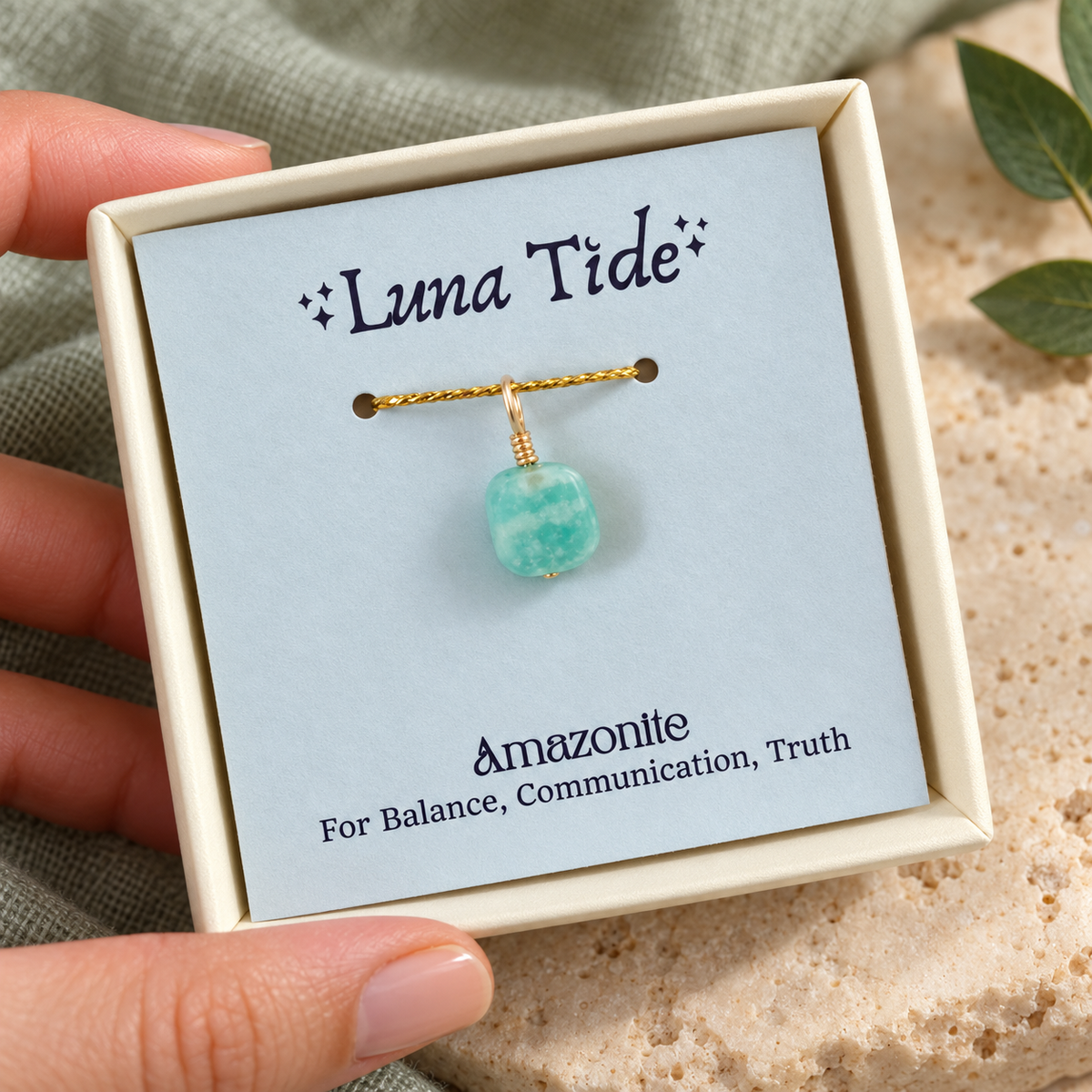 Tiny Raw Amazonite Crystal Pendant