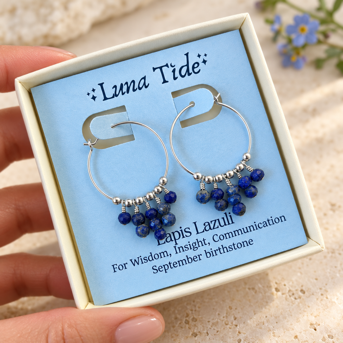 Lapis Lazuli Statement Hoop Earrings