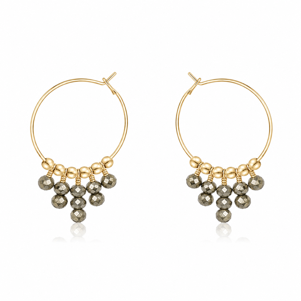 Pyrite Statement Hoop Earrings