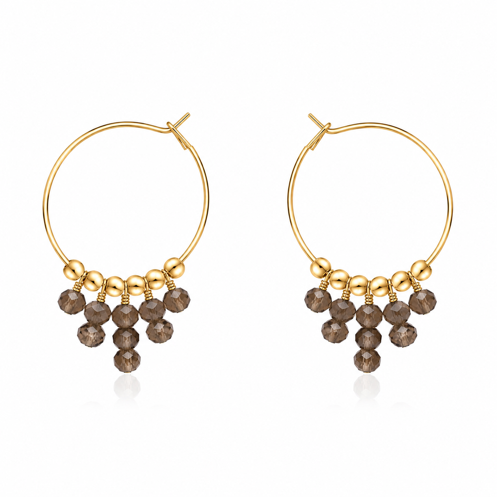 Smoky Quartz Statement Hoop Earrings