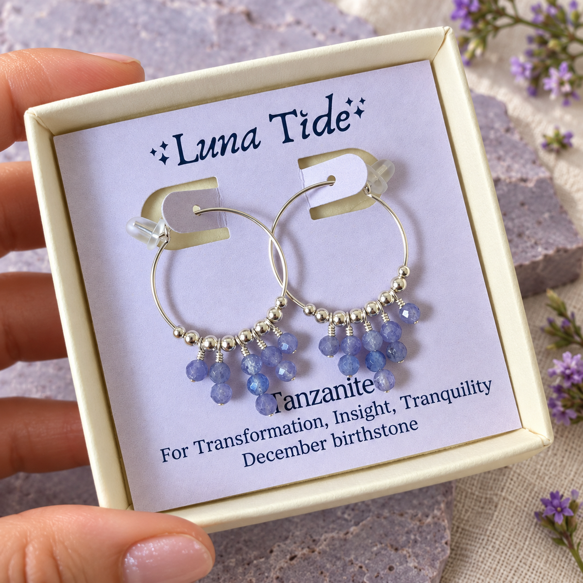 Tanzanite Statement Hoop Earrings