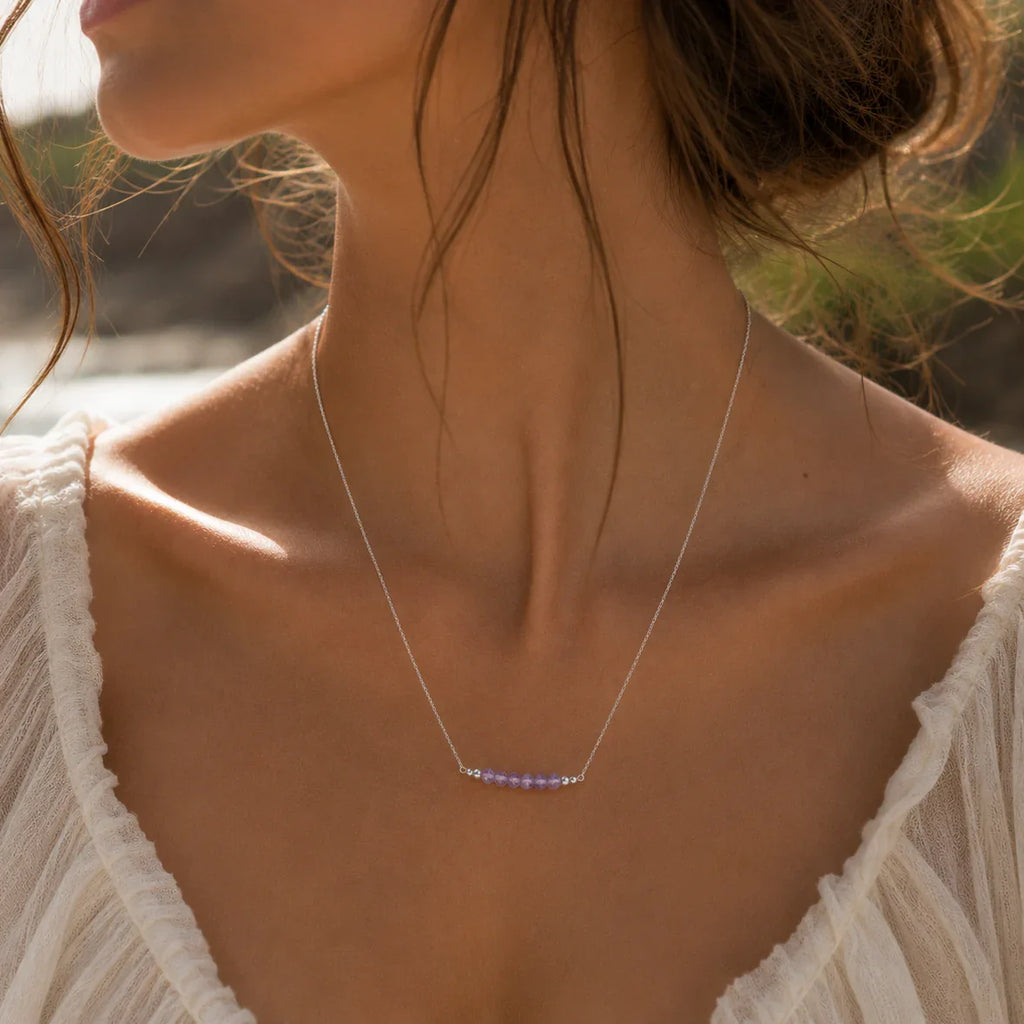 Sparkling Lavender Amethyst Faceted Bead Bar Necklace