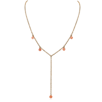 Bronze Sunstone Gemstone Bead Drop Lariat Y Necklace