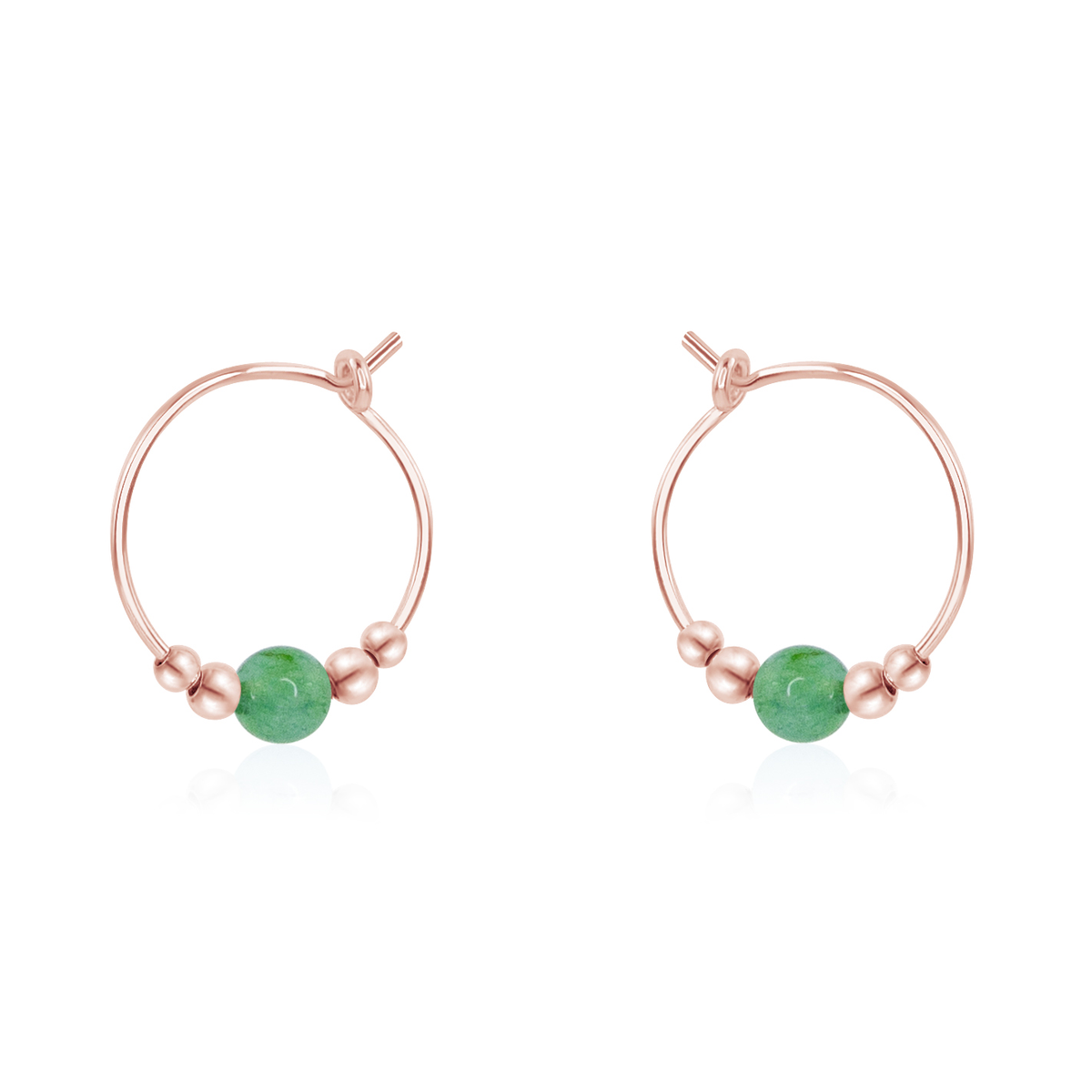 Tiny Aventurine Gemstone Bead Hoop Earrings