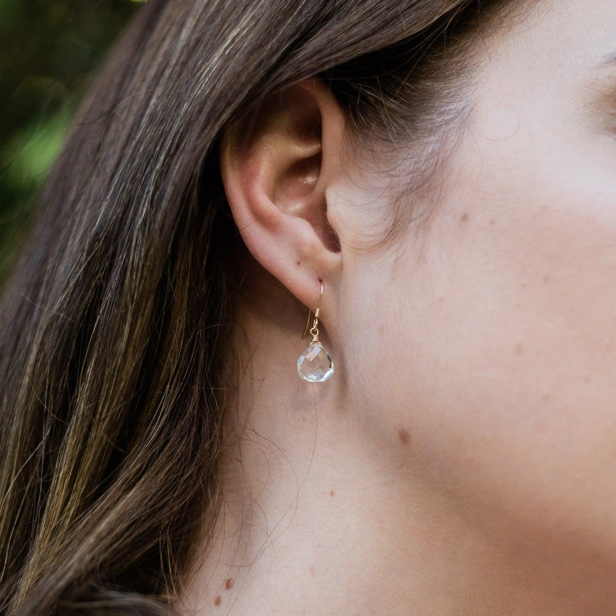 Crystal Quartz Tiny Teardrop Earrings & Necklace Set - Crystal Quartz Tiny Teardrop Earrings & Necklace Set - 14k Gold Fill / Cable - Luna Tide Handmade Crystal Jewellery