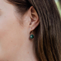 Emerald Tiny Teardrop Earrings & Necklace Set - Emerald Tiny Teardrop Earrings & Necklace Set - 14k Gold Fill / Cable - Luna Tide Handmade Crystal Jewellery