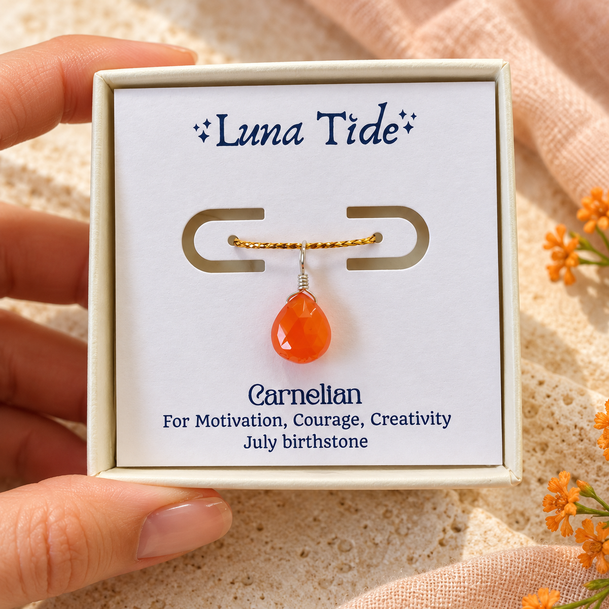 Tiny Carnelian Teardrop Gemstone Pendant