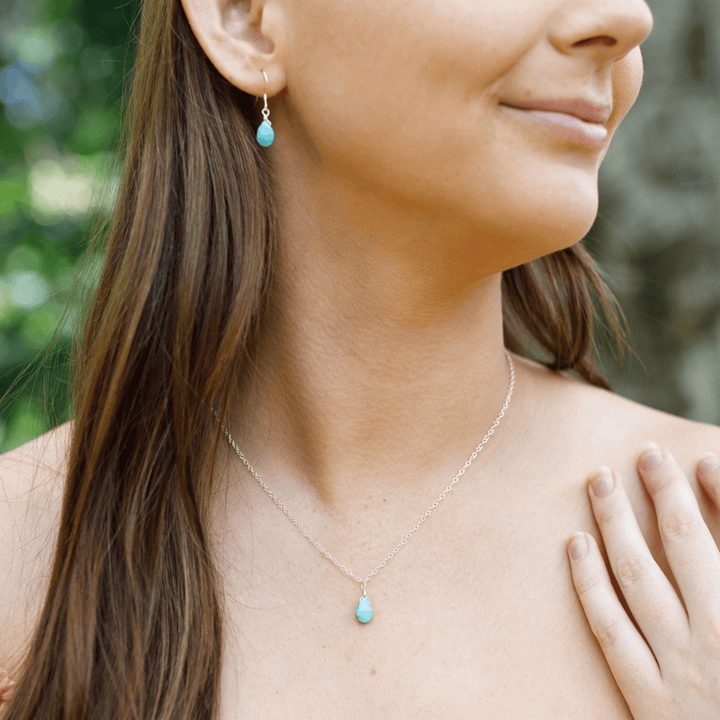 Tiny Turquoise Teardrop Necklace