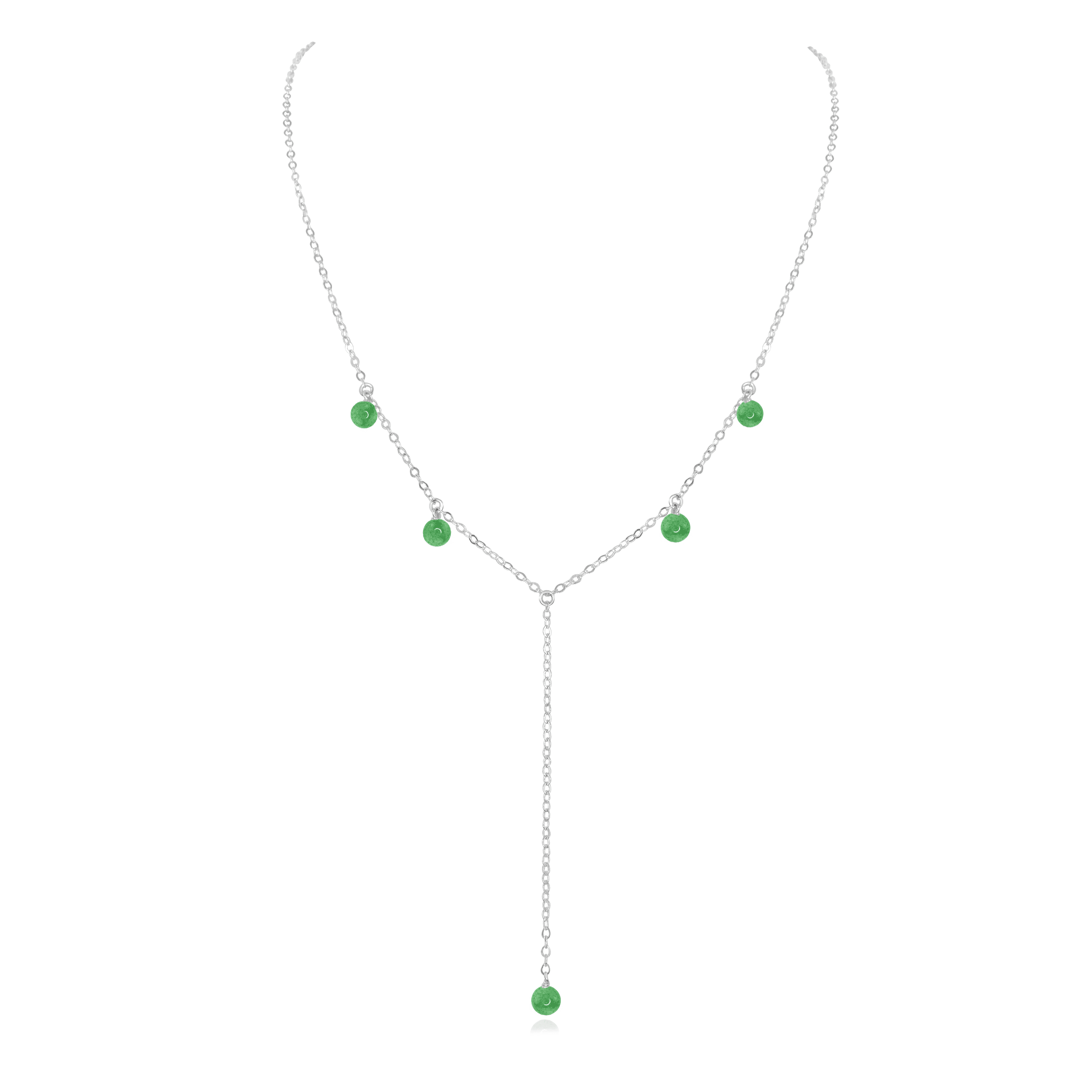 Aventurine Boho Lariat Necklace - Aventurine Boho Lariat Necklace - Sterling Silver - Luna Tide Handmade Crystal Jewellery