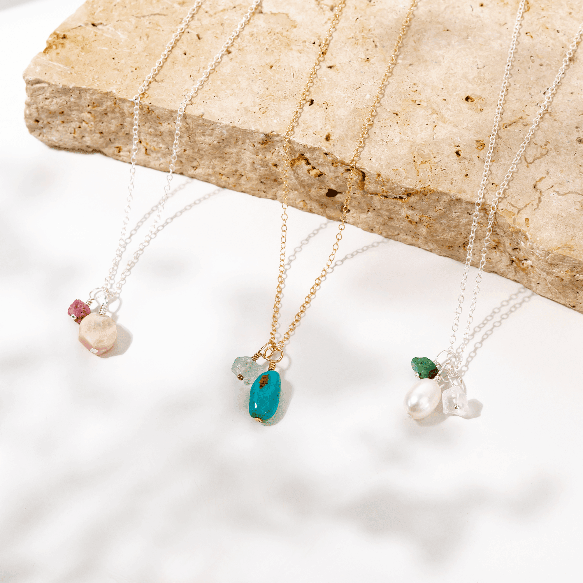 Dainty Raw Crystal Birthstone Charm - Dainty Raw Crystal Birthstone Charm - 14k Gold Fill / Amazonite - Luna Tide Handmade Crystal Jewellery