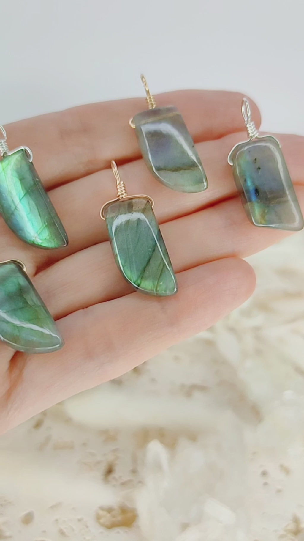 Small Smooth Labradorite Crystal Pendant with Gentle Point