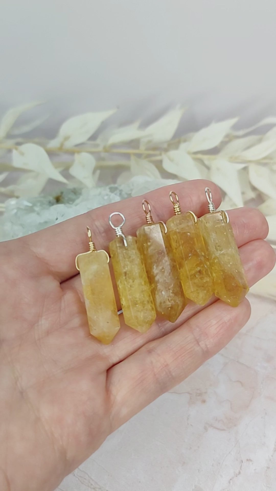 Large Citrine Crystal Tower Point Generator Pendant