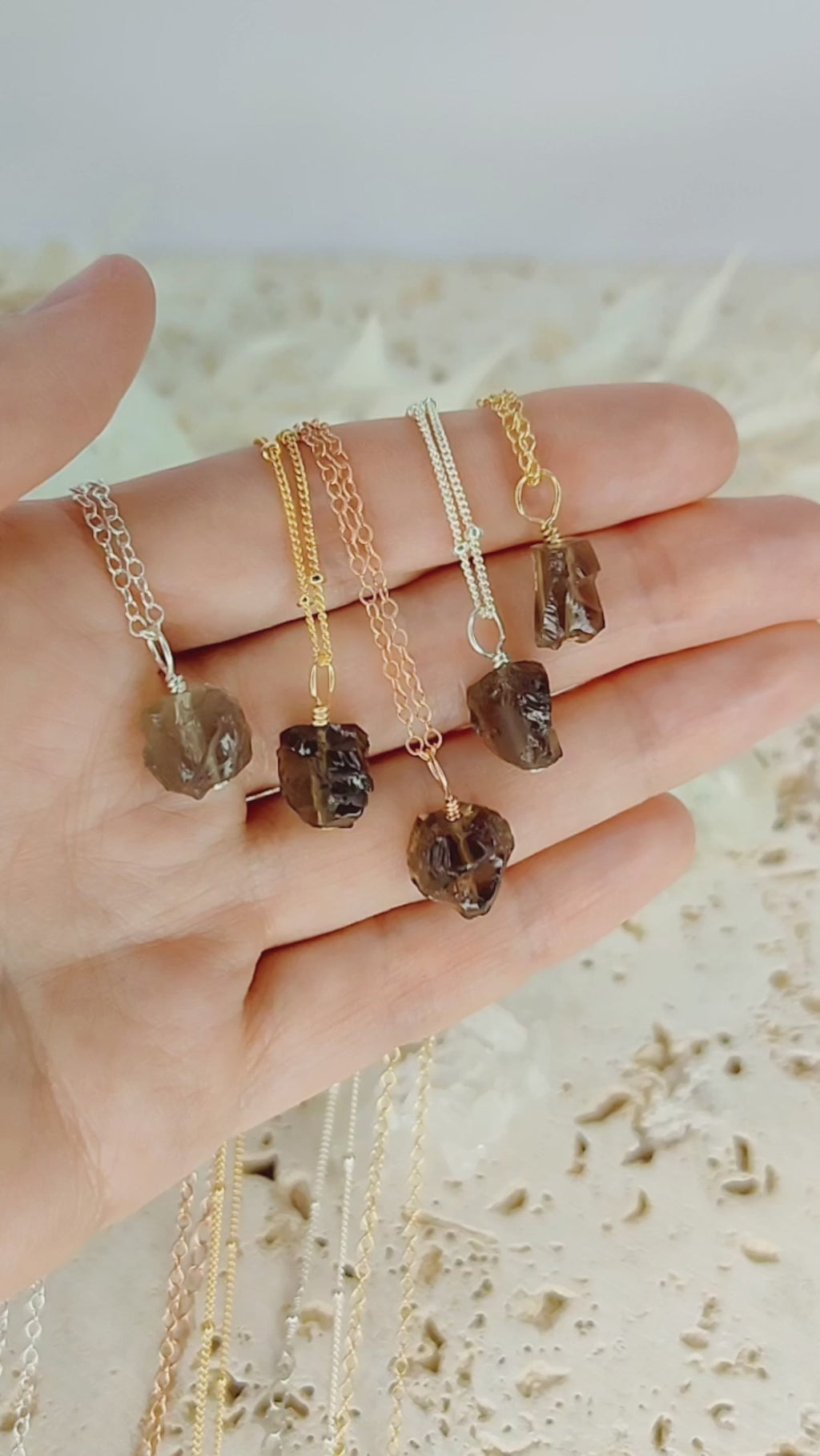 Raw Smoky Quartz Natural Crystal Pendant Necklace