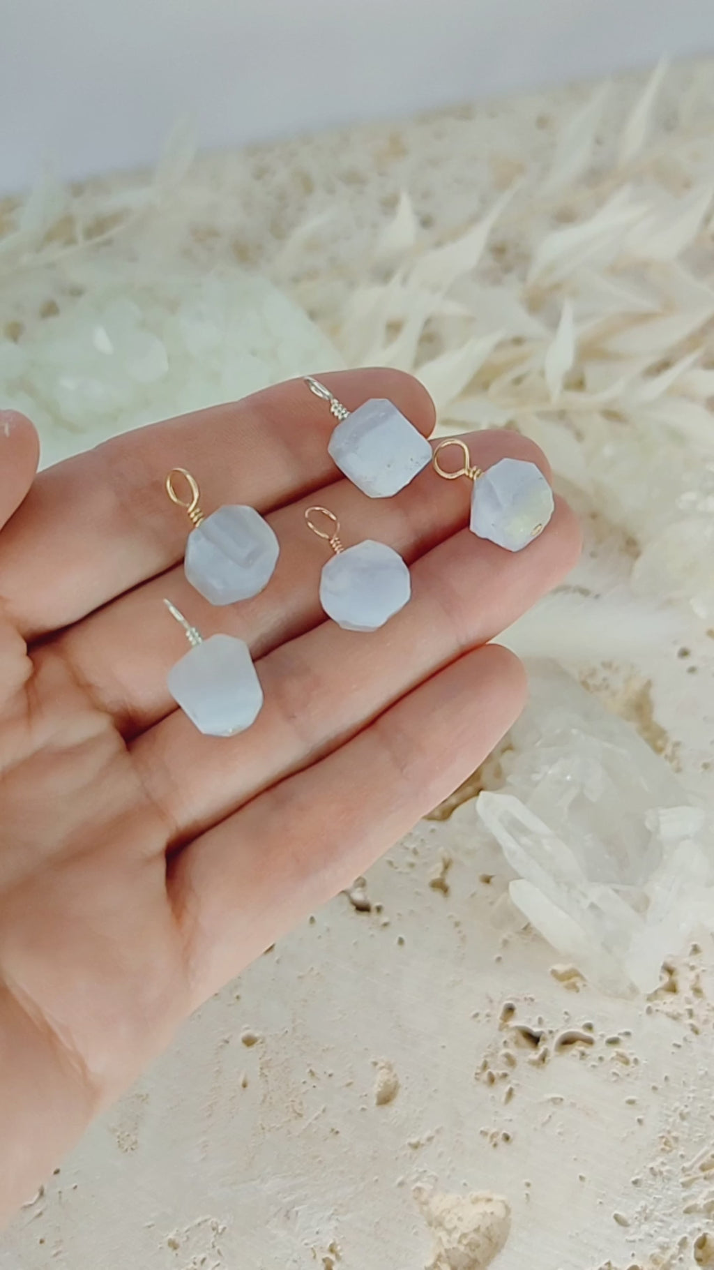 Tiny Raw Blue Lace Agate Crystal Pendant