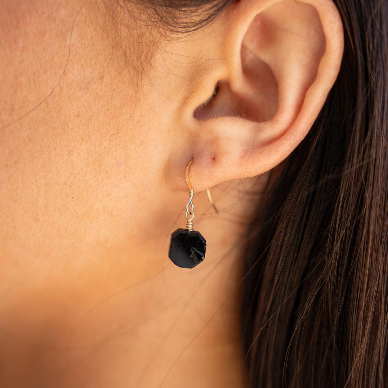 Raw Obsidian Crystal Jewellery Set - Raw Obsidian Crystal Jewellery Set - 14k Gold Fill / Cable / Necklace & Earrings & Bracelet - Luna Tide Handmade Crystal Jewellery