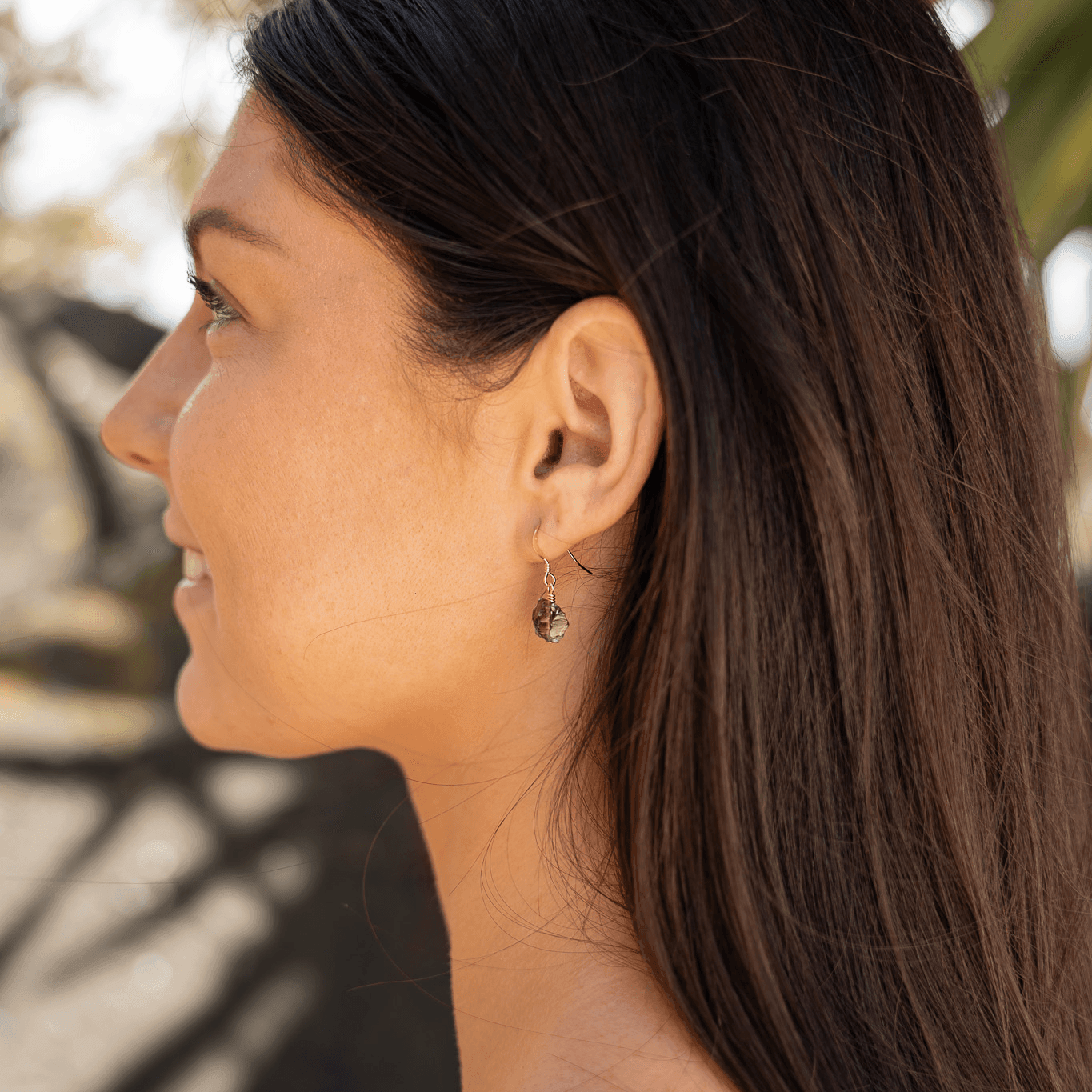 Raw Smoky Quartz Crystal Dangle Drop Earrings - Raw Smoky Quartz Crystal Dangle Drop Earrings - 14k Gold Fill - Luna Tide Handmade Crystal Jewellery