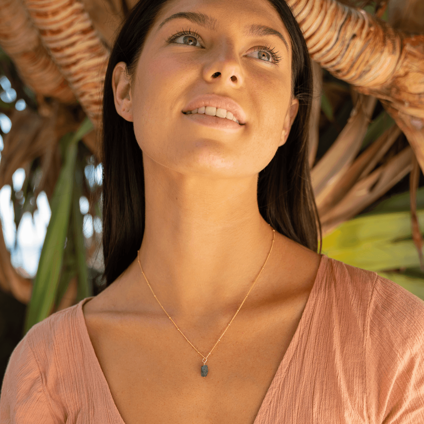 Raw Tanzanite Natural Crystal Pendant Necklace - Raw Tanzanite Natural Crystal Pendant Necklace - 14k Gold Fill / Satellite - Luna Tide Handmade Crystal Jewellery